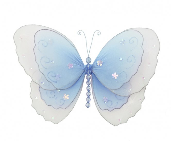 13"" Blue Multi-Layered Butterfly - nylon hanging ceiling wall nursery bedroom decor decoration deco