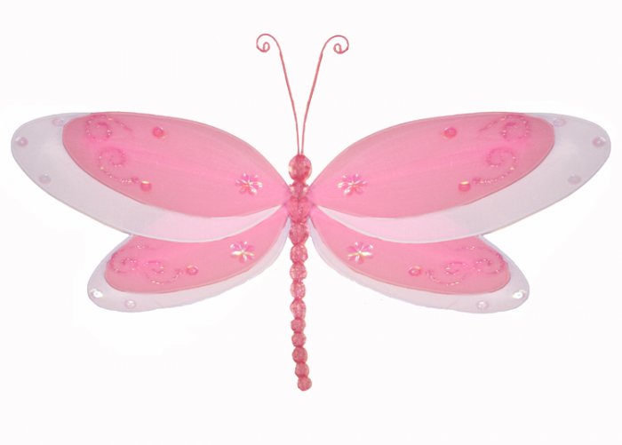 13"" Dark Pink (Fuschia) Multi-Layered Dragonfly - nylon hanging ceiling wall nursery bedroom decor
