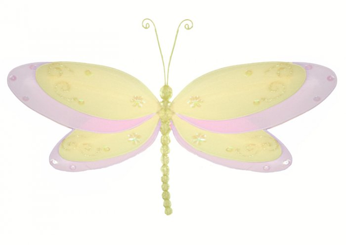 5"" Yellow Multi-Layered Dragonfly - nylon hanging ceiling wall nursery bedroom decor decoration dec