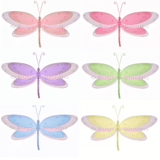 13"" Lot Multi-Layered Dragonflies 6 piece Set dragonfly - nylon hanging ceiling wall nursery bedro