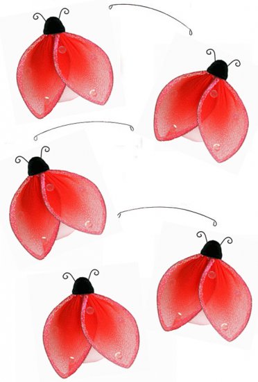 24"" Red Glitter Ladybug Mobile - nylon hanging ceiling wall nursery bedroom decor decoration decora
