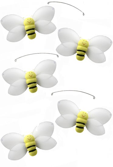 24"" Yellow Smiling Bee Mobile - nylon hanging ceiling wall nursery bedroom decor decoration decorat