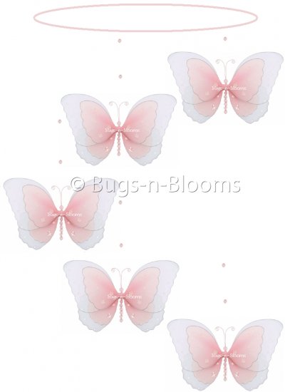 24"" Pink Multi Layered Spiral Butterfly Mobile - nylon hanging ceiling wall nursery bedroom decor d