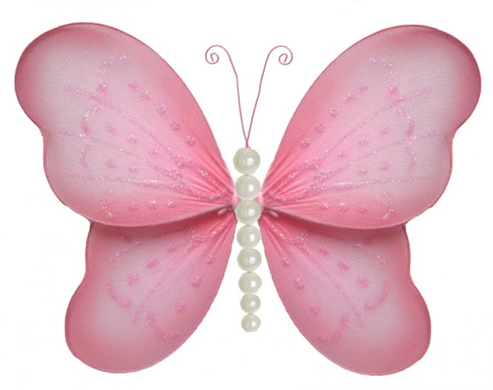 10"" Pink Pearl Butterfly - nylon hanging ceiling wall nursery bedroom decor decoration decorations