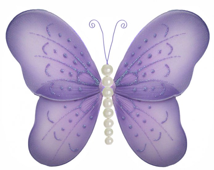 10"" Purple Pearl Butterfly - nylon hanging ceiling wall nursery bedroom decor decoration decoration