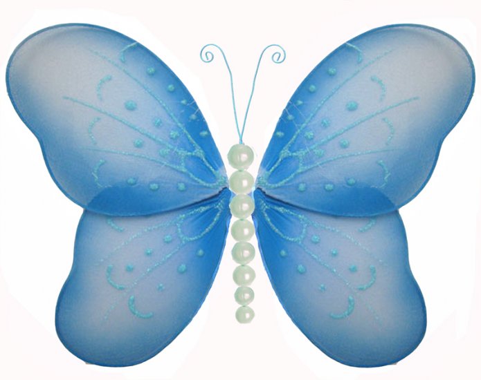 10"" Blue Pearl Butterfly - nylon hanging ceiling wall nursery bedroom decor decoration decorations