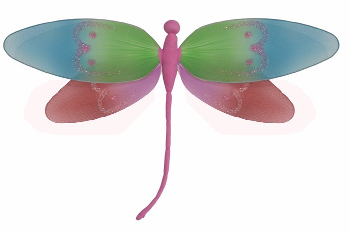 10"" Pink Rainbow Dragonfly - nylon hanging ceiling wall nursery bedroom decor decoration decoration
