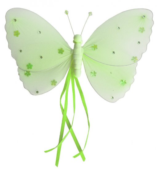 10"" Green Ribbons Butterfly - nylon hanging ceiling wall nursery bedroom decor decoration decoratio