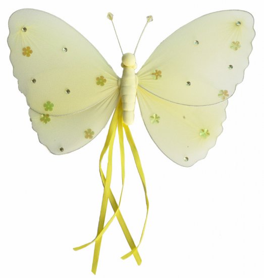 13"" Yellow Ribbons Butterfly - nylon hanging ceiling wall nursery bedroom decor decoration decorati