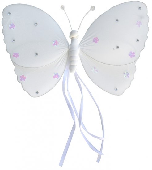 13"" White Ribbons Butterfly - nylon hanging ceiling wall nursery bedroom decor decoration decoratio