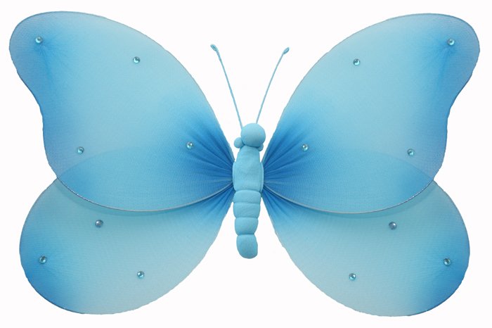 5"" Blue Sequined Butterfly nylon hanging ceiling wall nursery bedroom decor decoration decorations