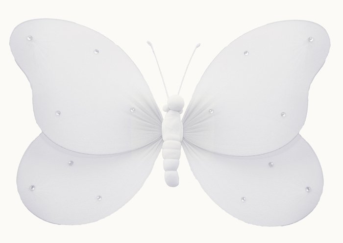10"" White Sequined Butterfly nylon hanging ceiling wall nursery bedroom decor decoration decoration