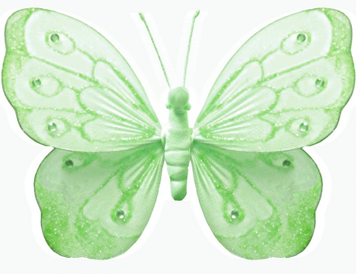 10"" Green Shimmer Butterfly - nylon hanging ceiling wall nursery bedroom decor decoration decoratio