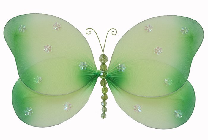 10"" Green Sparkle Butterfly - nylon hanging ceiling wall nursery bedroom decor decoration decoratio