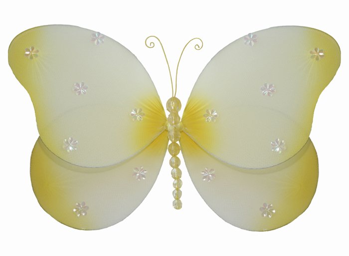 10"" Yellow Sparkle Butterfly - nylon hanging ceiling wall nursery bedroom decor decoration decorati