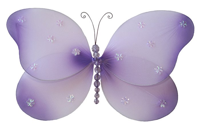 7"" Purple Sparkle Butterfly - nylon hanging ceiling wall nursery bedroom decor decoration decoratio