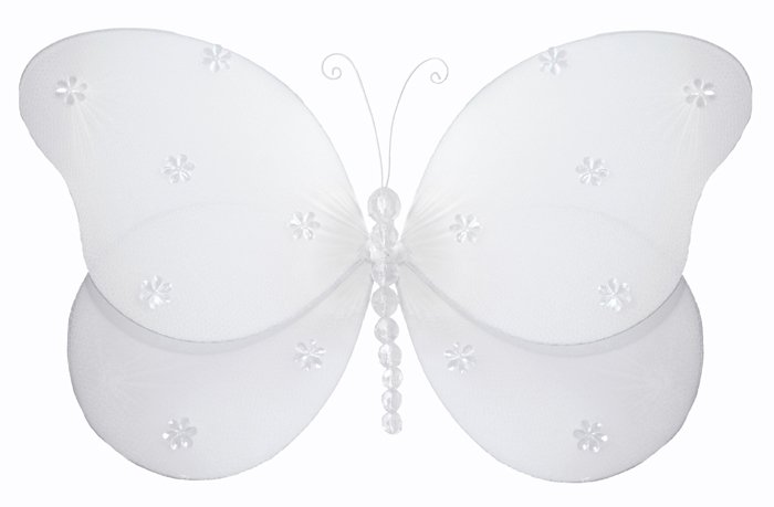 7"" White Sparkle Butterfly - nylon hanging ceiling wall nursery bedroom decor decoration decoration