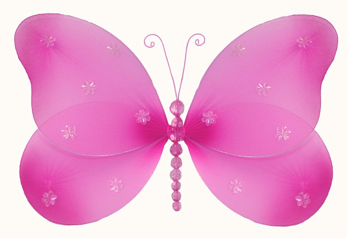 13"" Dark Pink (Fuschia) Sparkle Butterfly - nylon hanging ceiling wall nursery bedroom decor decora