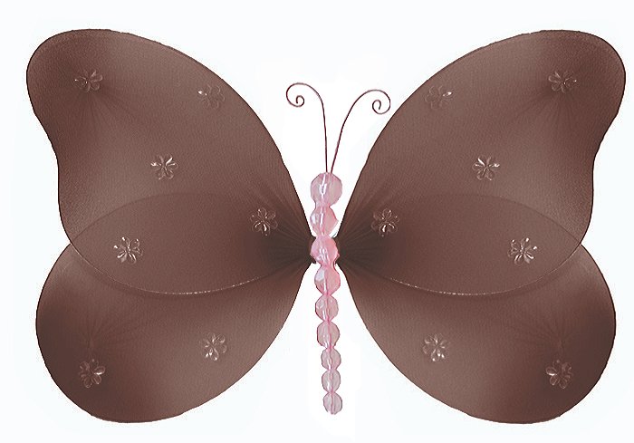 13"" Brown Pink Sparkle Butterfly - nylon hanging ceiling wall nursery bedroom decor decoration deco