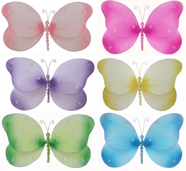13"" Lot Sparkle Butterflies 6 piece Set butterfly - nylon hanging ceiling wall nursery bedroom dec