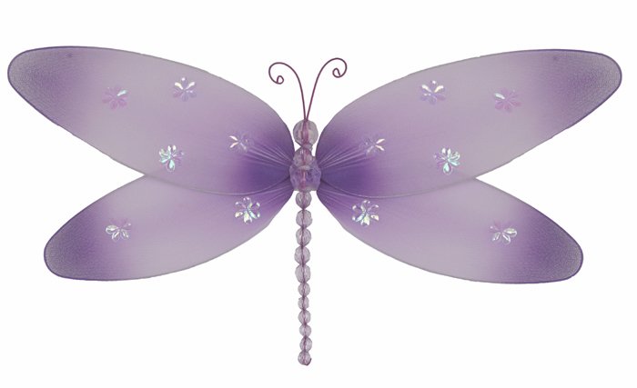 10"" Purple Sparkle Dragonfly - nylon hanging ceiling wall nursery bedroom decor decoration decorati