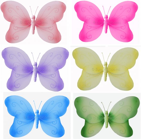 7"" Lot Swirl Glitter Butterflies 6 piece Set butterfly - nylon hanging ceiling wall nursery bedroo