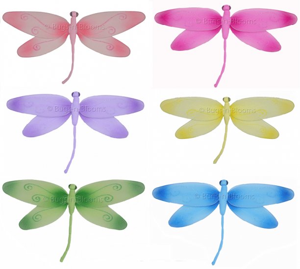 10"" Lot Swirl Dragonflies 6 piece Set dragonfly - nylon hanging ceiling wall nursery bedroom decor