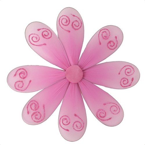 6"" Dark Pink (Fuschia) Swirl Glitter Daisy Flower - nylon hanging ceiling wall nursery bedroom deco