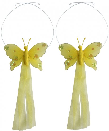 Yellow Jewel Butterfly Curtain Tieback Pair / Set - holder tiebacks tie backs nursery bedroom decor