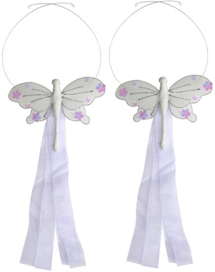 White Jewel Dragonfly Curtain Tieback Pair / Set - holder tiebacks tie backs nursery bedroom decor d