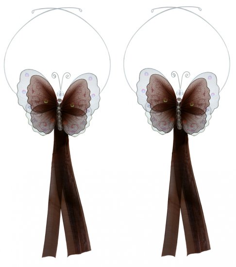 Brown Multi-Layered Butterfly Curtain Tieback Pair / Set - holder tiebacks tie backs nursery bedroom