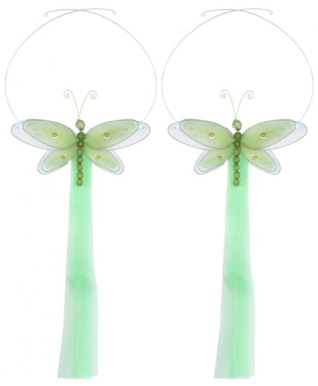 Green Multi-Layered Dragonfly Curtain Tieback Pair / Set - holder tiebacks tie backs nursery bedroom