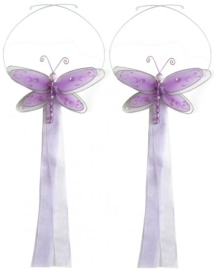 Purple Multi-Layered Dragonfly Curtain Tieback Pair / Set - holder tiebacks tie backs nursery bedroo