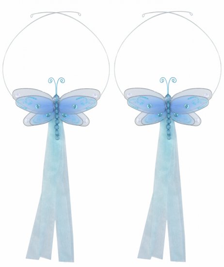 Blue Multi-Layered Dragonfly Curtain Tieback Pair / Set - holder tiebacks tie backs nursery bedroom