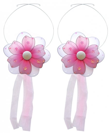 Dark Pink (Fuschia) Multi Layered Daisy Flower Curtain Tieback Pair / Set - holder tiebacks tie back