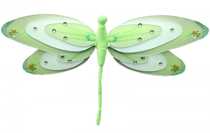 13"" Green & White Triple Layered Dragonfly - nylon hanging ceiling wall nursery bedroom decor decor