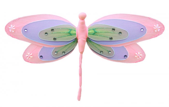 13"" Pink, Purple & Green Triple Layered Dragonfly - nylon hanging ceiling wall nursery bedroom deco