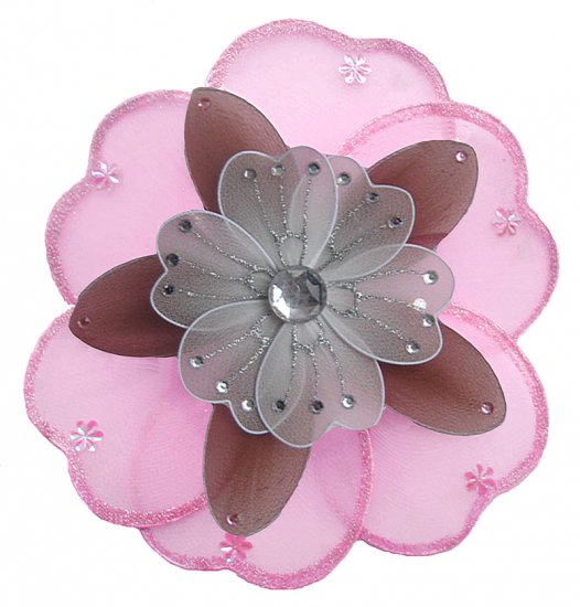 10"" Pink, Brown & White Triple Layered Daisy Flower nylon hanging ceiling wall baby nursery room de