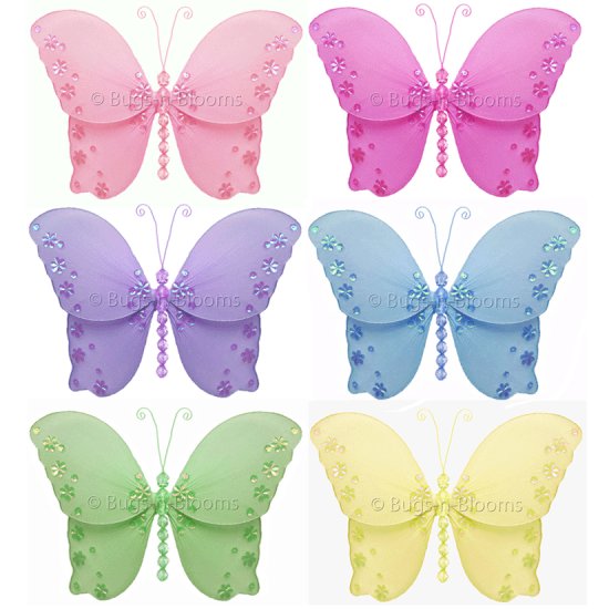 18"" Lot Twinkle Butterflies 6 piece Set butterfly - nylon hanging ceiling wall nursery bedroom dec
