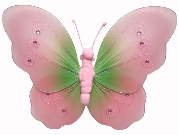 18"" Green Pink Two-Tone Butterfly - nylon hanging ceiling wall nursery bedroom decor decoration dec