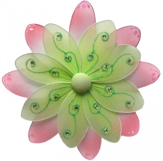 10"" Green & Pink Two-Tone Daisy Flower - nylon hanging ceiling wall nursery bedroom decor decoratio