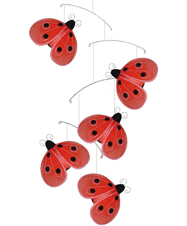 24"" Red Black Shimmer Ladybug Mobile - nylon hanging ceiling wall nursery bedroom decor decoration
