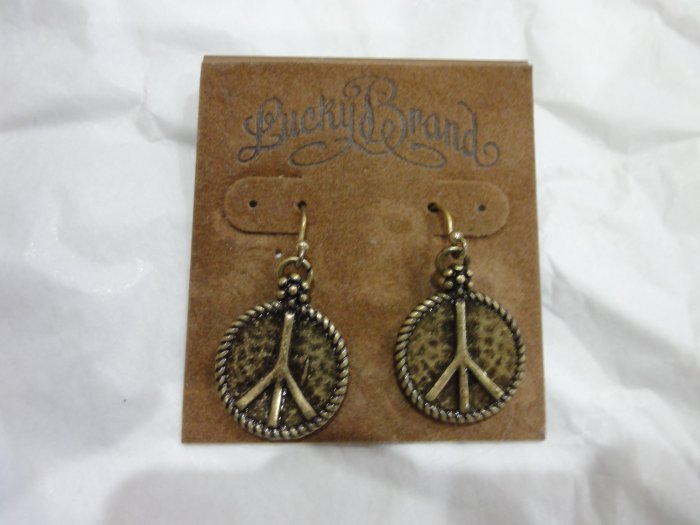 100% Authentic Lucky Brand Peace Sign Earrings