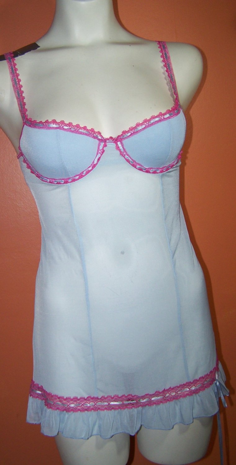 RAMPAGE Babydoll S Baby Blue/Pink Ladies Junior New No Tags