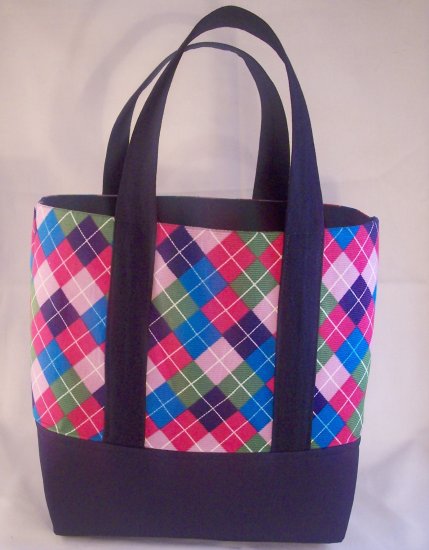 Mini Tote in Argoyle and Navy