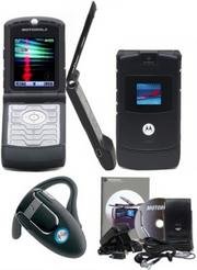 Motorola "Limited Edition" Razr V3 Slim Cellular Phone (Unlocked) GSM + Motorola H500 Universal Wire