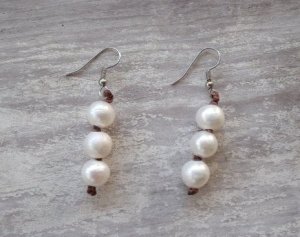 Three Pearl Earrings