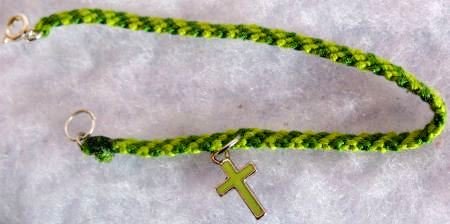 Light & Dark Green Cross Charm Bracelet