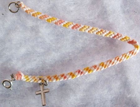 Pink, Yellow & White Cross Charm Bracelet