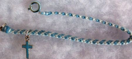Light And Dark Blue Cross Charm Bracelet
